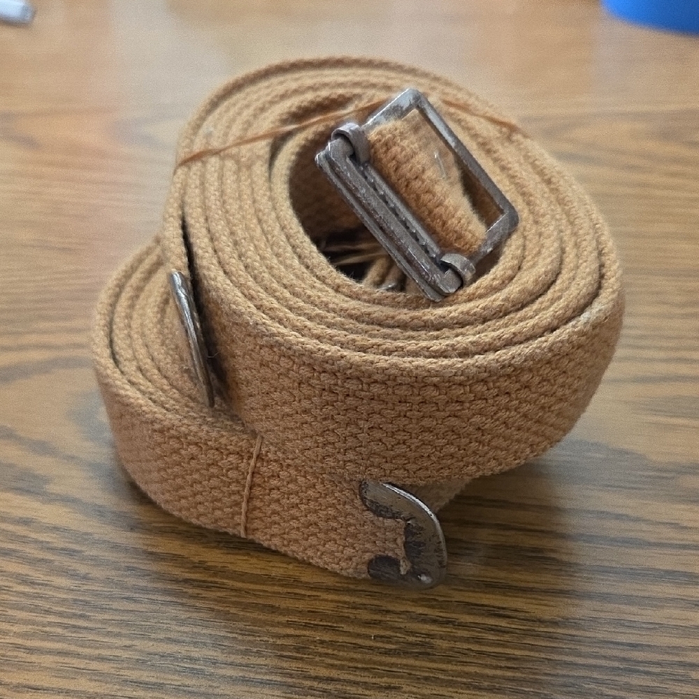 WWII-style US Army khaki cotton web trouser belts